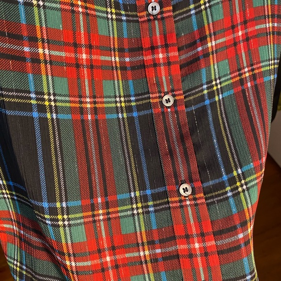 J Crew Sleeveless Ruffle-Collar Top in Black Stewart Tartan - Picture 4 of 8